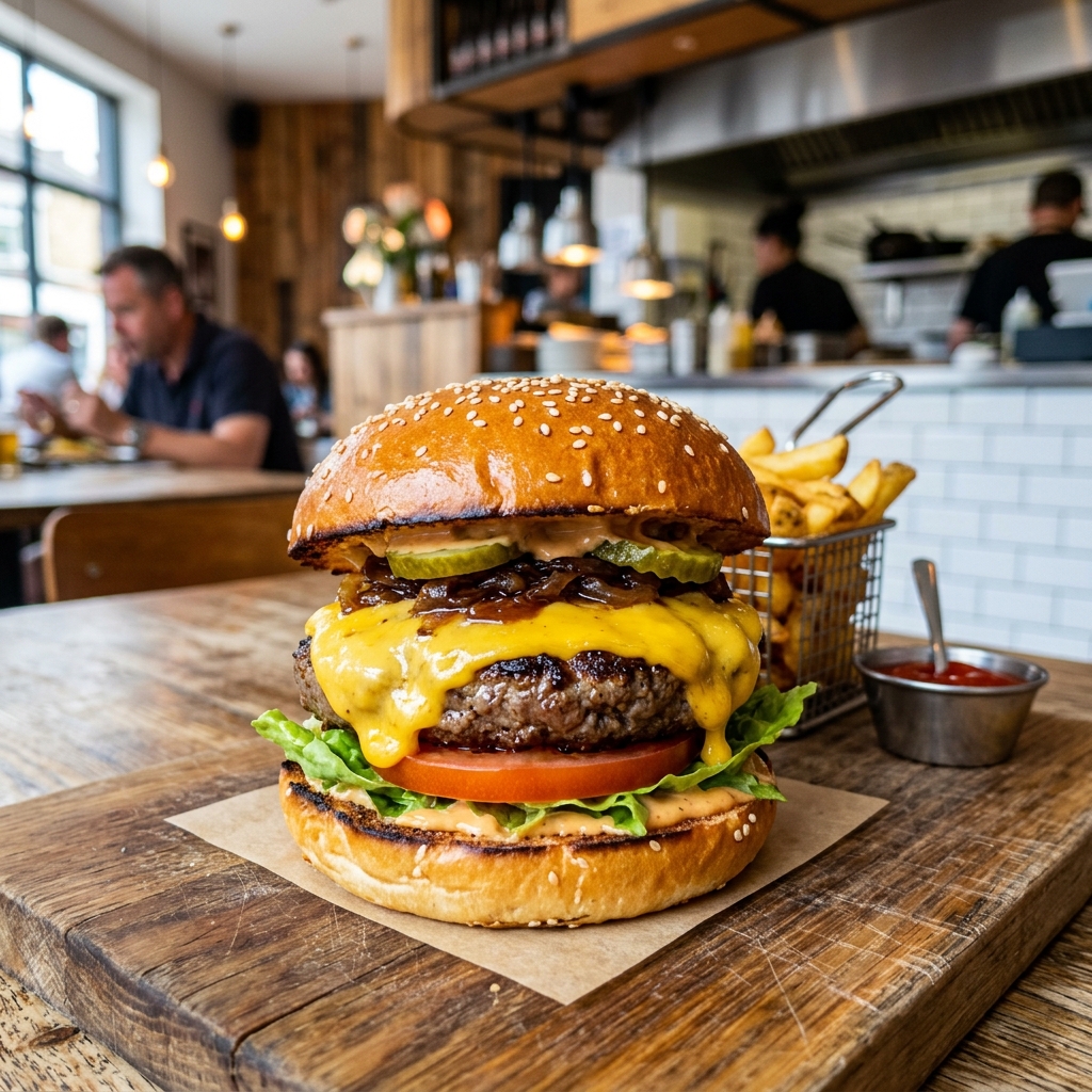 İzmir Yenişehir Patron Sandviç - Çedar Peynirli Cheeseburger Siparişi